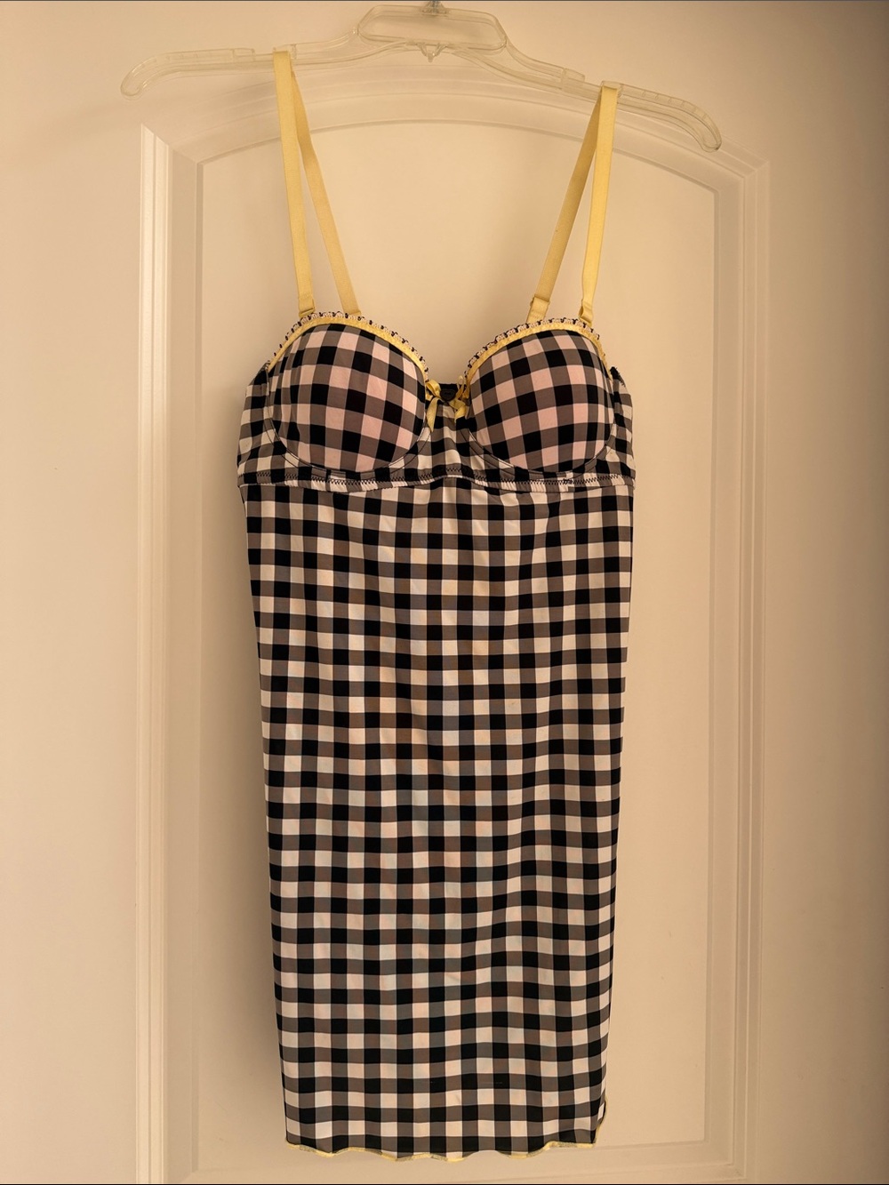 Checked Bustier Slip with Yellow Trim & Bows